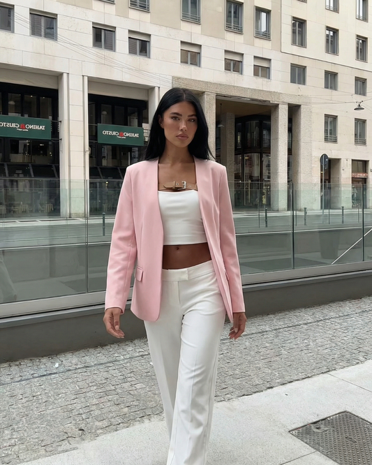 Ivy | Pink Blazer Long Sleeve Single Breasted