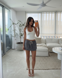 Thea | Drawstring Waist Patch Pocket Cotton Cargo Skirt