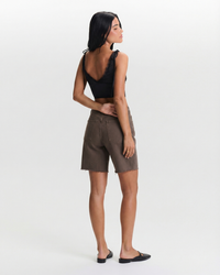 Margot | Mid-Rise Raw Hem Denim Bermuda Shorts