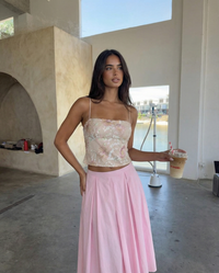 Hattie | Deep Pleat Cotton A-Line Midi Skirt