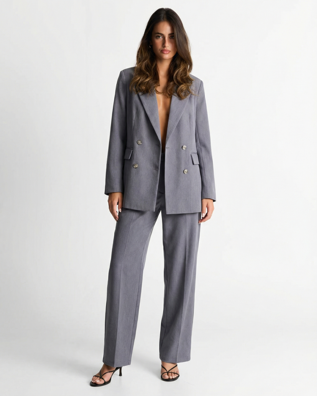 Amelia | Double-Breasted Blazer and Wide Leg Trouser Set
