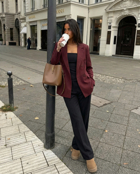 Elise | Smart Casual Double Breasted Blazer Red