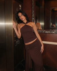 Cecilia | Twisted Halter Neck Gold Hardware Crop Top