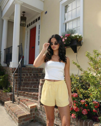 Mila | High-Waist Elasticated Button-Front Linen Shorts