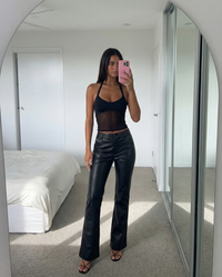 Rowan | High-Waist Slip Pocket Faux Leather Wide-Leg Trousers
