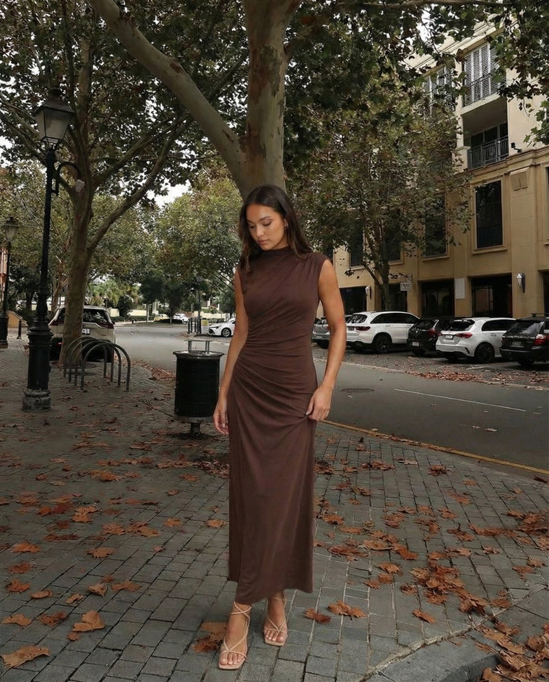 Hazel | ruched maxi dress