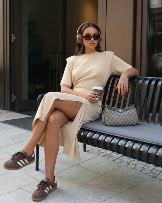 Vera | Ribbed Puff Sleeve Top Cream Short Sleeve Fitted