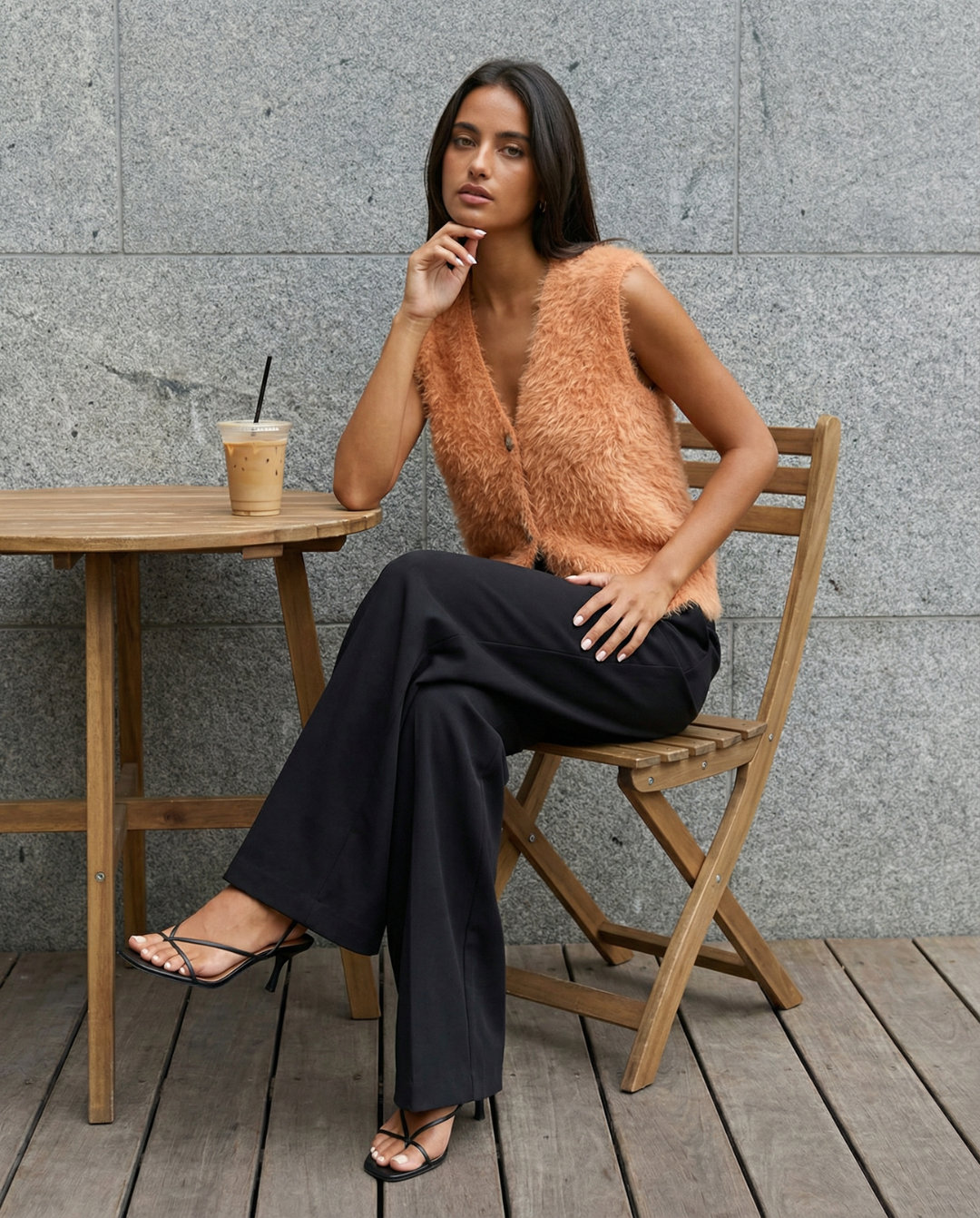 Georgia | Fluffy Button-Front Sweater Vest