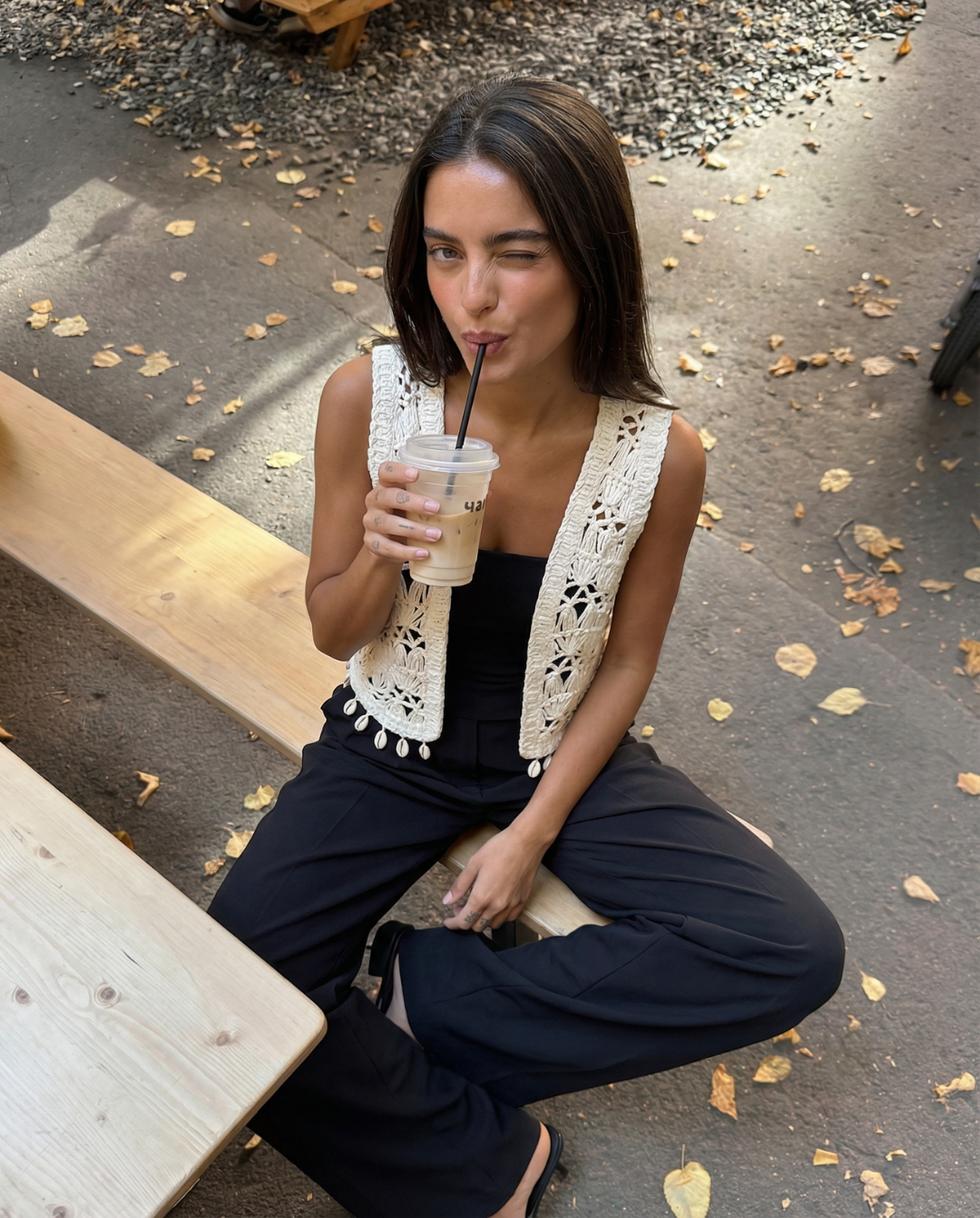Elsie | Cream Open Crochet Vest