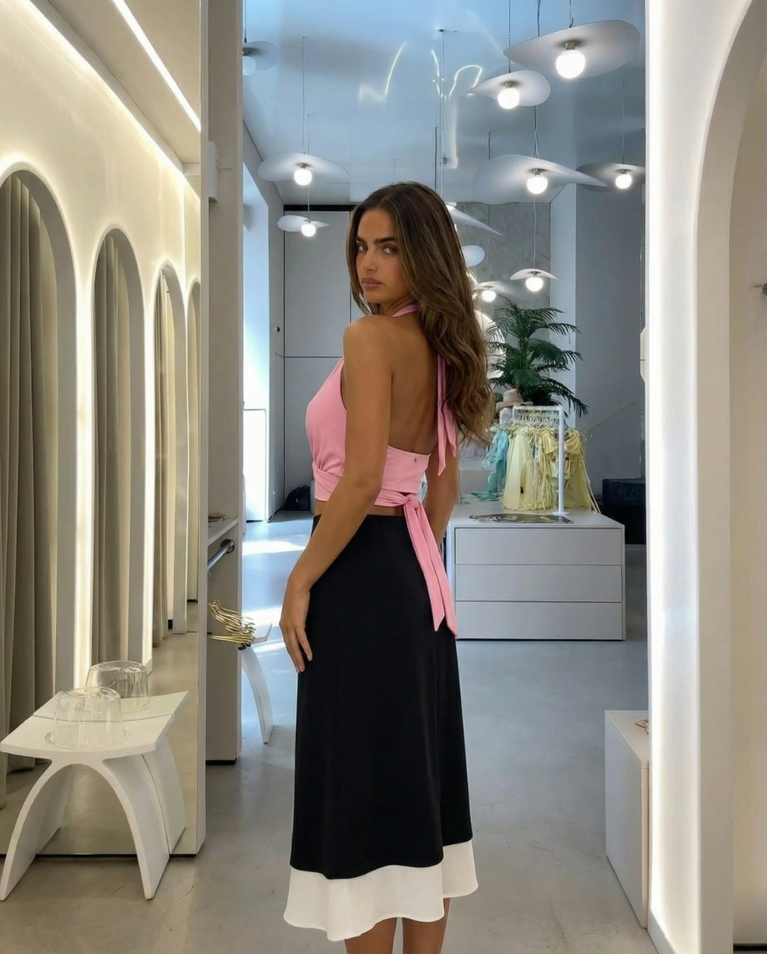 Lola | Contrast Hem A-Line Midi Skirt