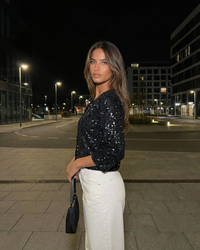 Daisy | All-Over Sequin Embellished Button-Front Cropped Cardigan