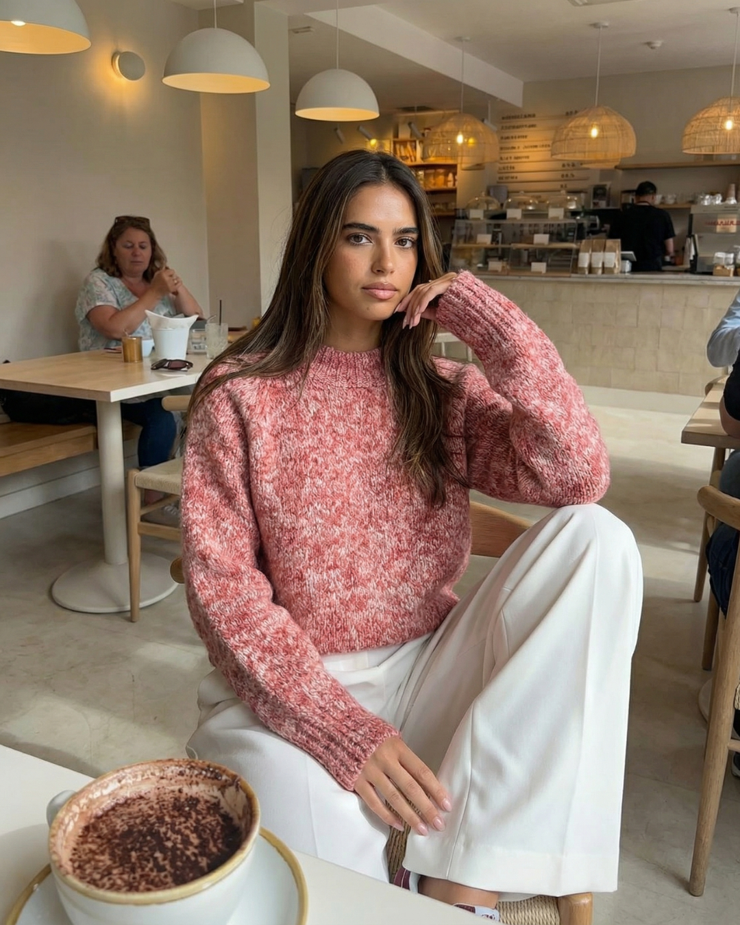 Amber | Marled Knit Crew Neck Raglan Sleeve Relaxed Top
