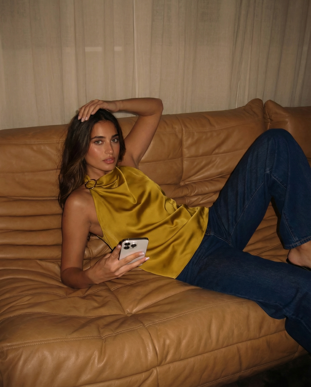 Saskia | Satin Cowl Neck Halter Top
