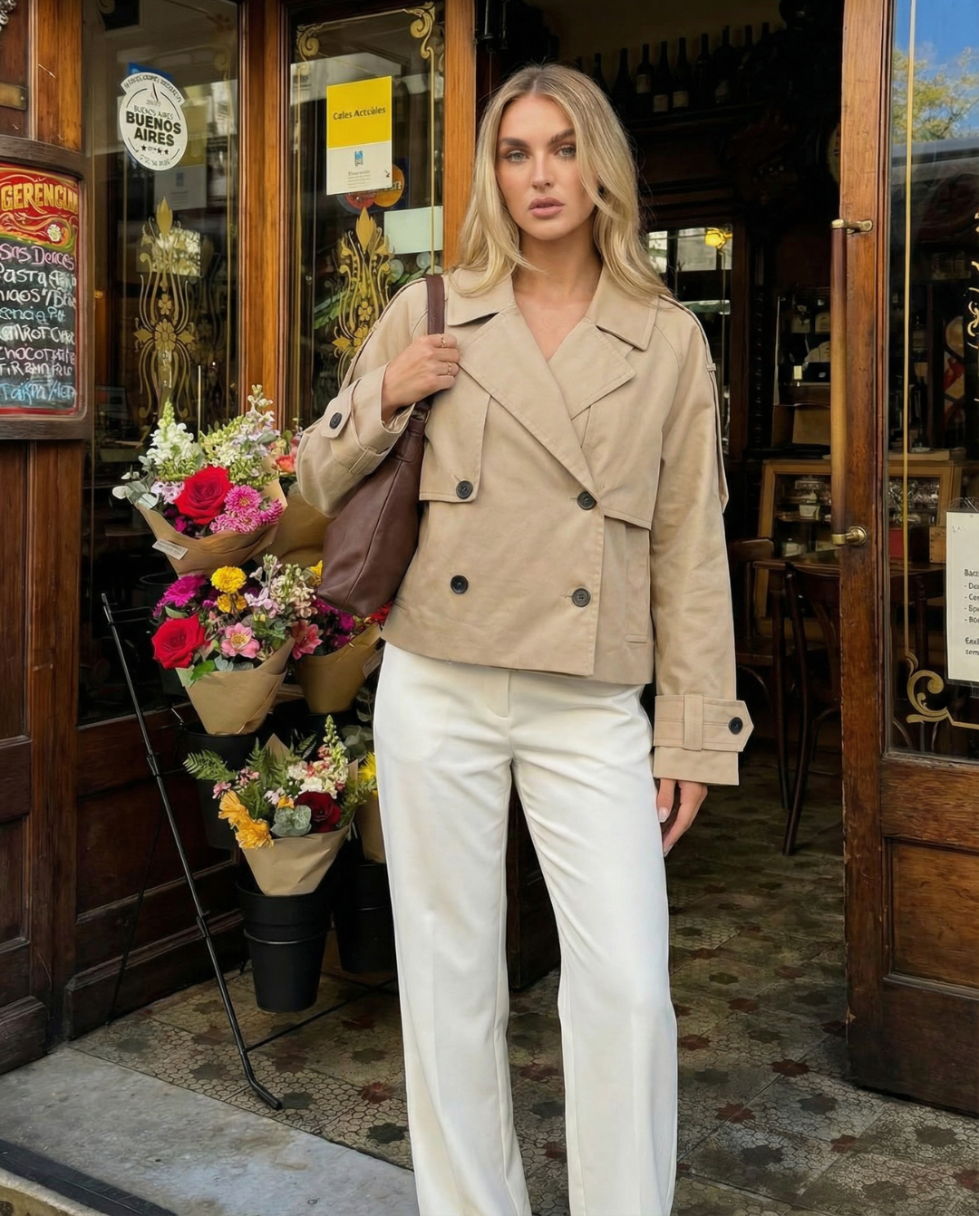Imogen | Cropped Double-Breasted Trench Coat