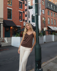 Esther | V-Neck Lace Trim Satin Camisole