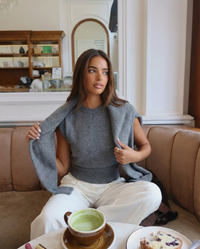 Cecilia | Padded Shoulder Ribbed Knit Vest