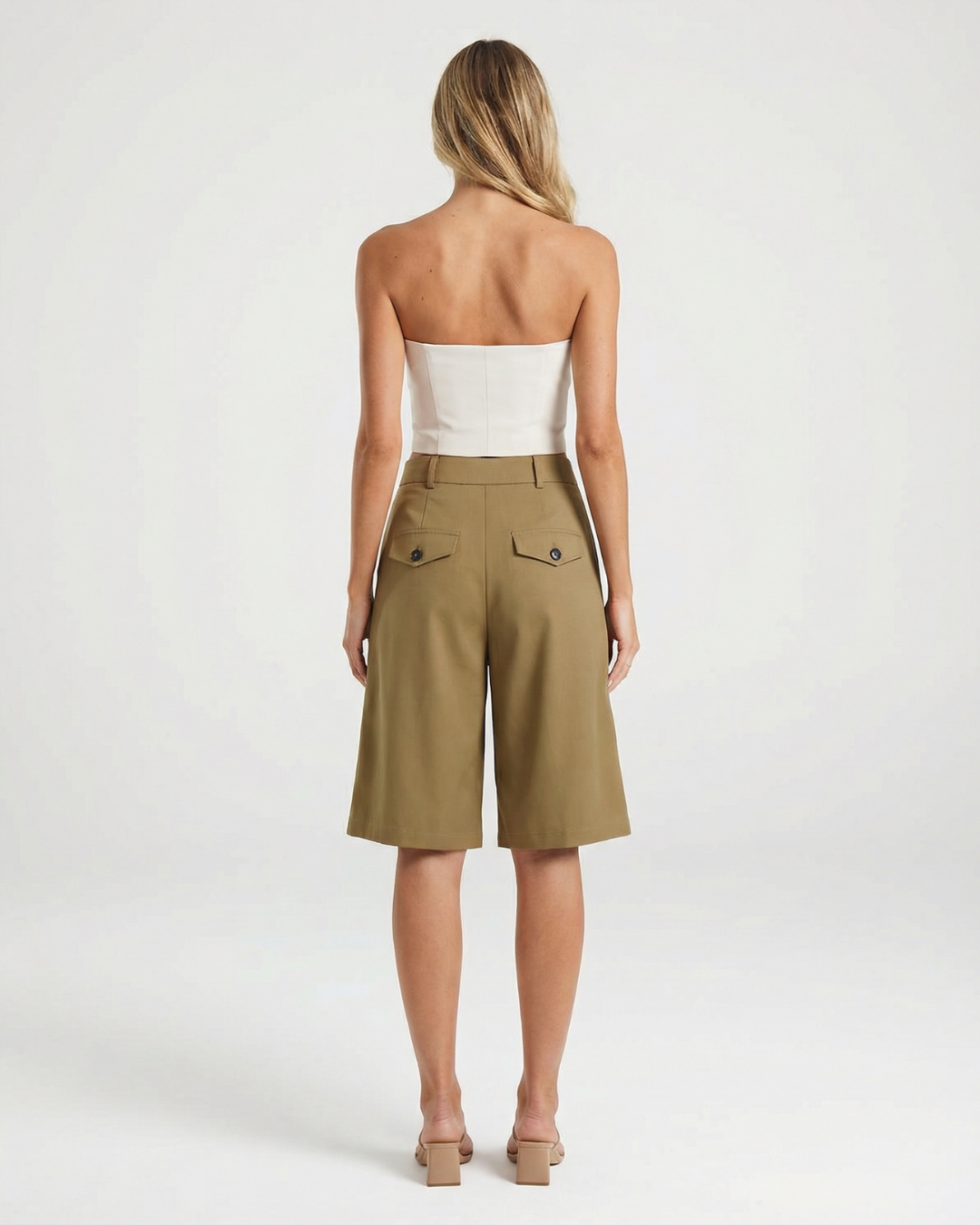Jessica | High-Waist Front-Pleat Wide-Leg Tailored Shorts