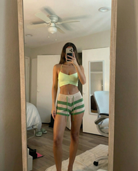 Holly | Striped Open-Knit Crochet Shorts with Drawstring Waist