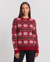 Joceline | Women's Christmas Crew Neck Jumper Red and Blue