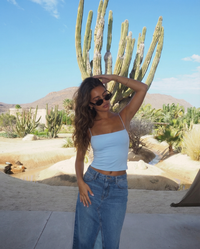 Charlotte | A-Line Contrast Panel Denim Maxi Skirt