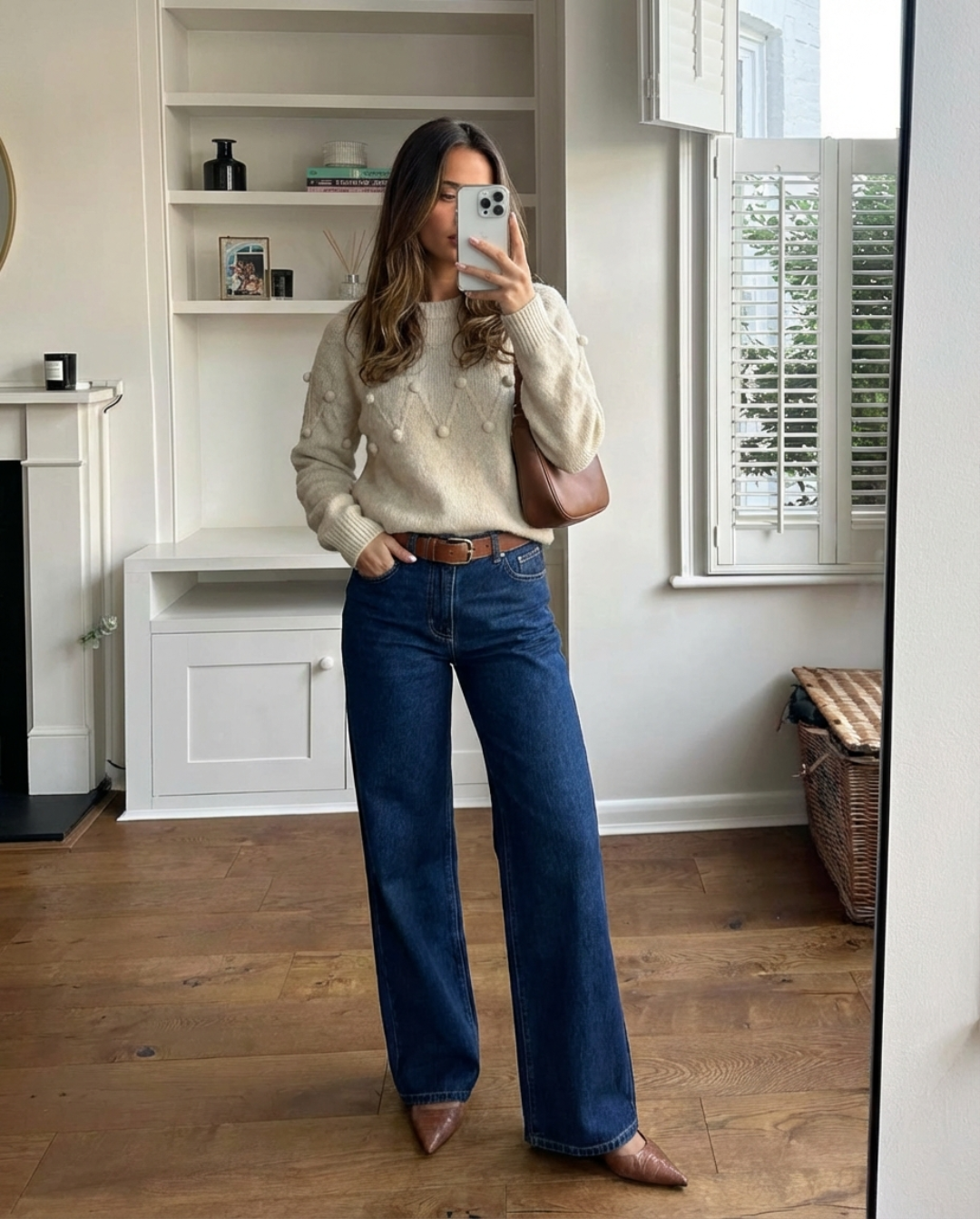 Nola | Pom Pom Knit Sweater Cream Crew Neck