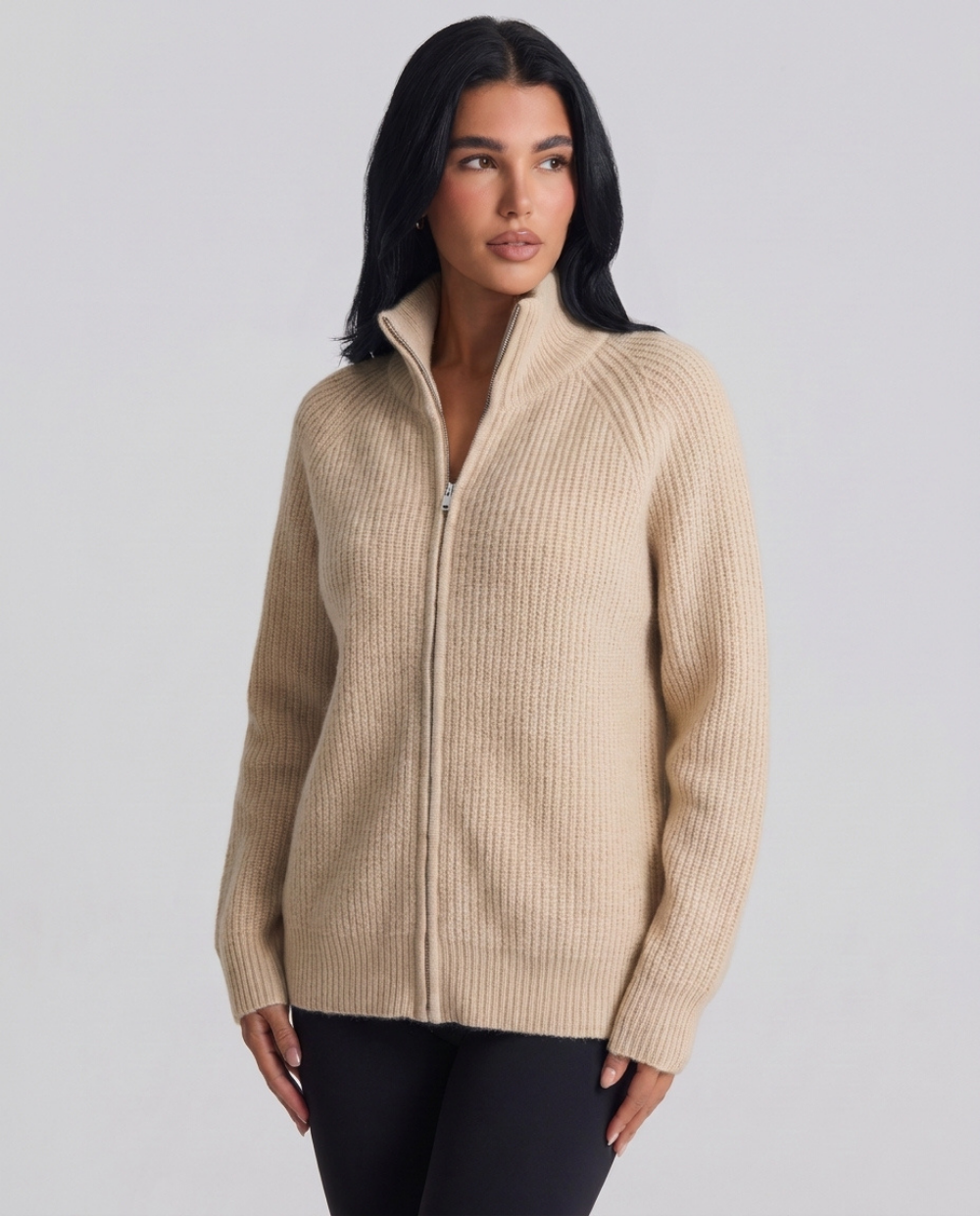Oceane | Women's Zip-Up Ribbed Knit Casual Jacket