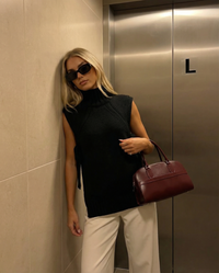 Lilah | Roll-Neck Tie-Side Longline Knit Vest