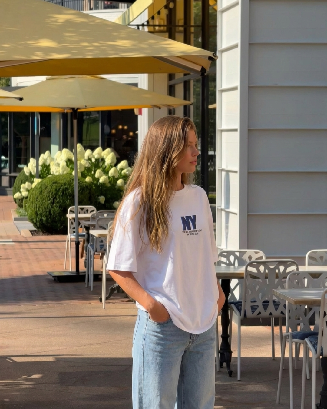 Mia | White Oversized NY Graphic Tee