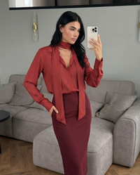 Sadie | Tie-Neck Satin Blouse