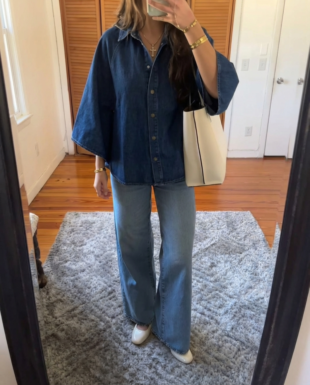 Abigail | Cape-Style Denim Blouse