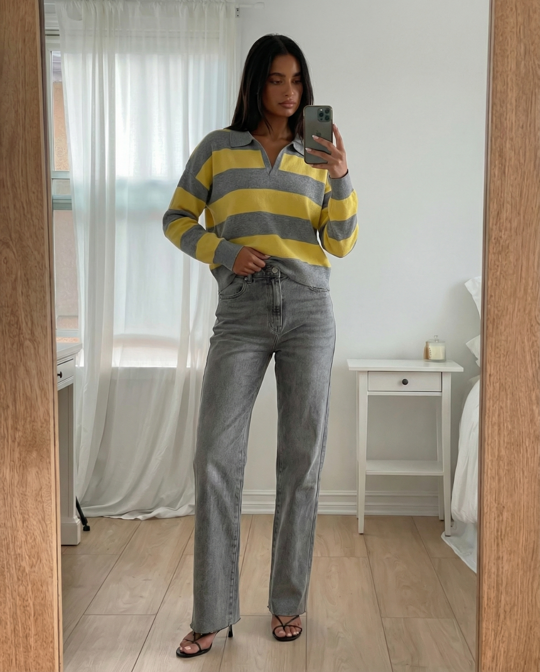 Esme | Striped Cropped Knit Polo Top