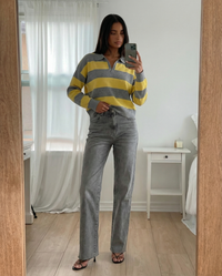 Esme | Striped Cropped Knit Polo Top