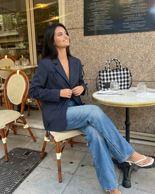 Kara | Smart Casual Tie Front Blazer Navy