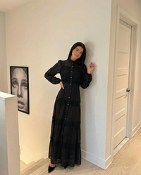 Cara | Lace Panel Tiered Chiffon Maxi Dress