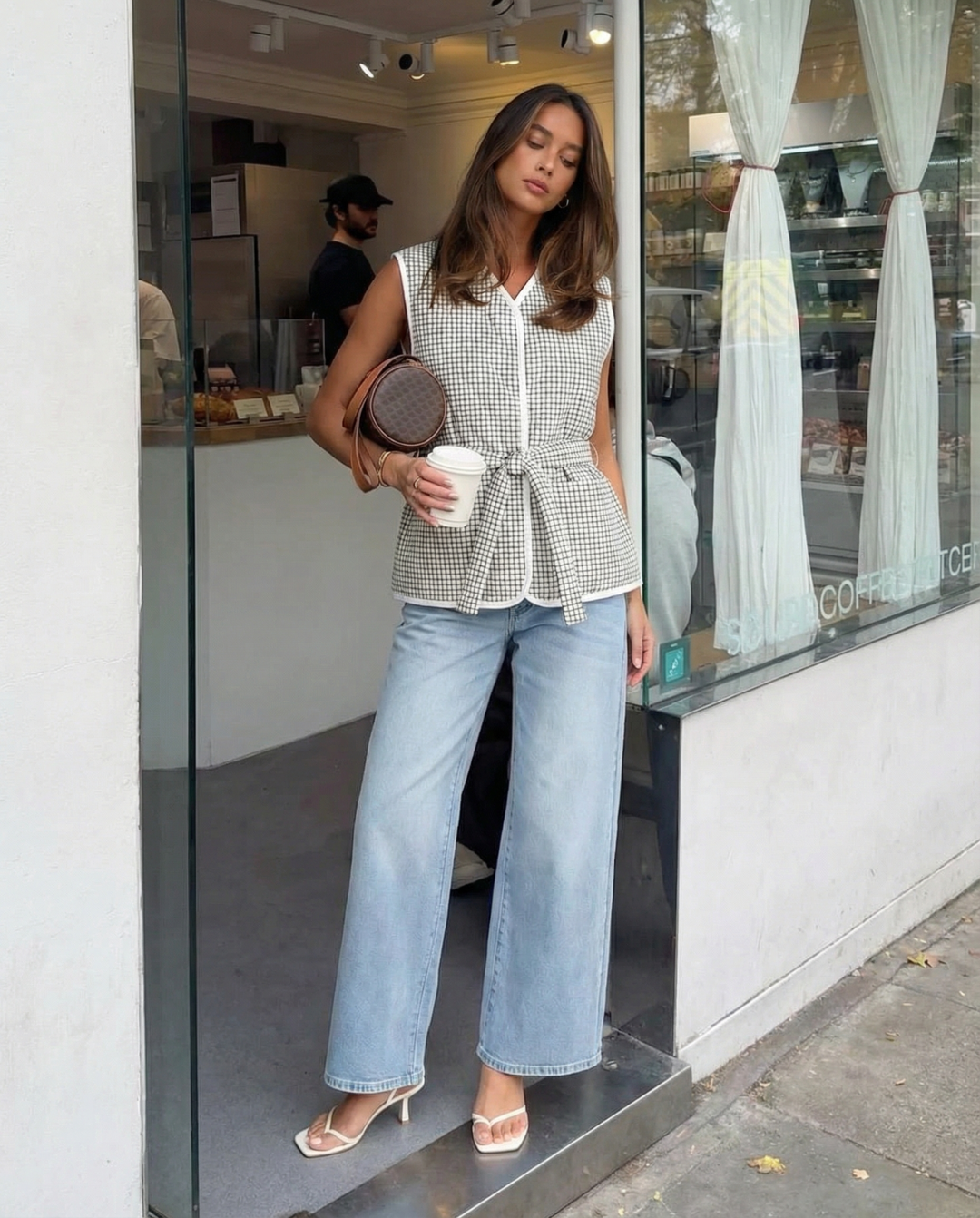 Elspeth | Check Tie-Front Tailored Vest