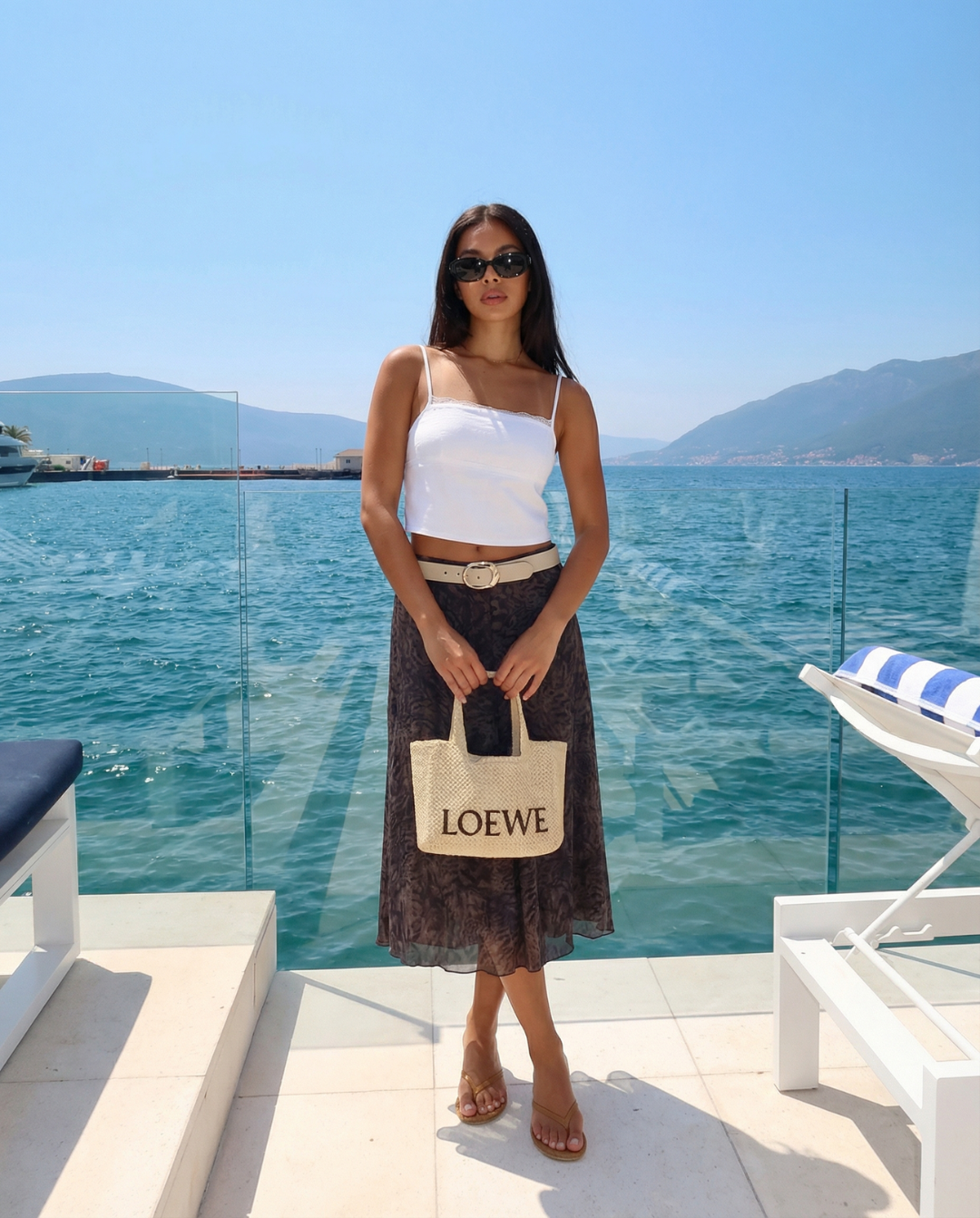 Rosie | Pleated Abstract Print Chiffon Midi Skirt
