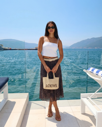 Rosie | Pleated Abstract Print Chiffon Midi Skirt