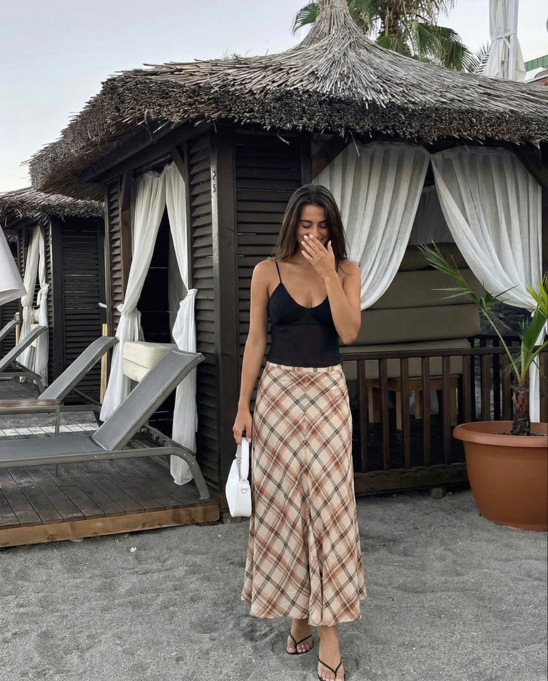 Bella | Diagonal Plaid A-Line Maxi Skirt