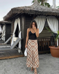 Bella | Diagonal Plaid A-Line Maxi Skirt