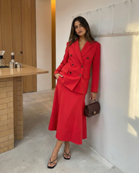 Ella | Double-Breasted Blazer and Midi Skirt Set