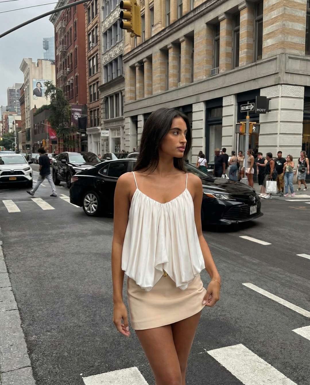Juliet | Silk Gathered V-Neck Camisole Top