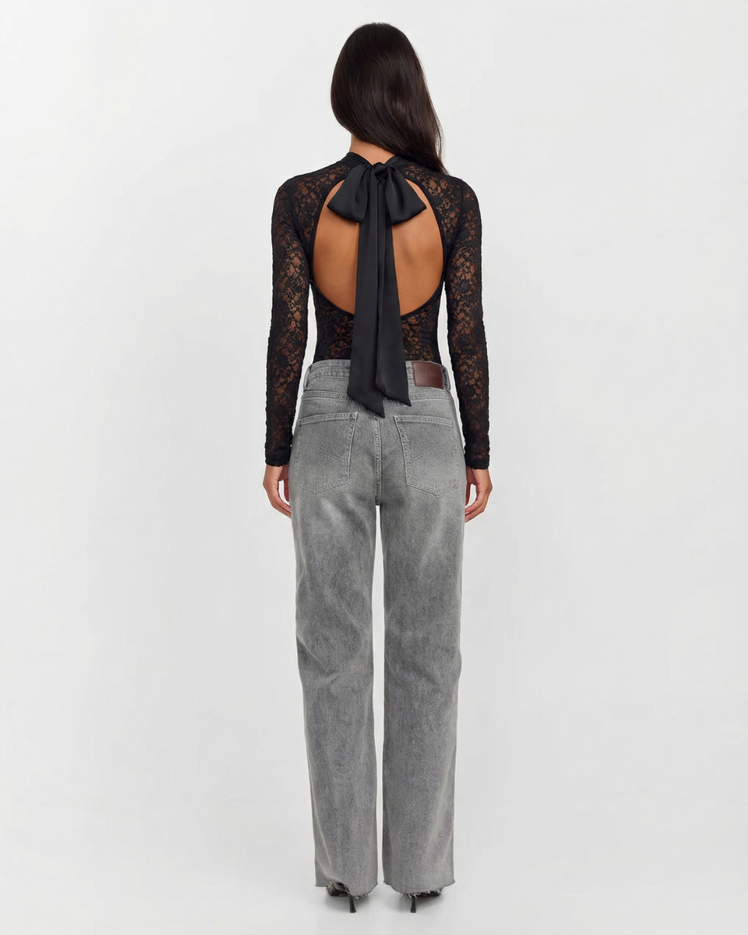 Vera | Elegant Lace Long Sleeve Top Black Sheer