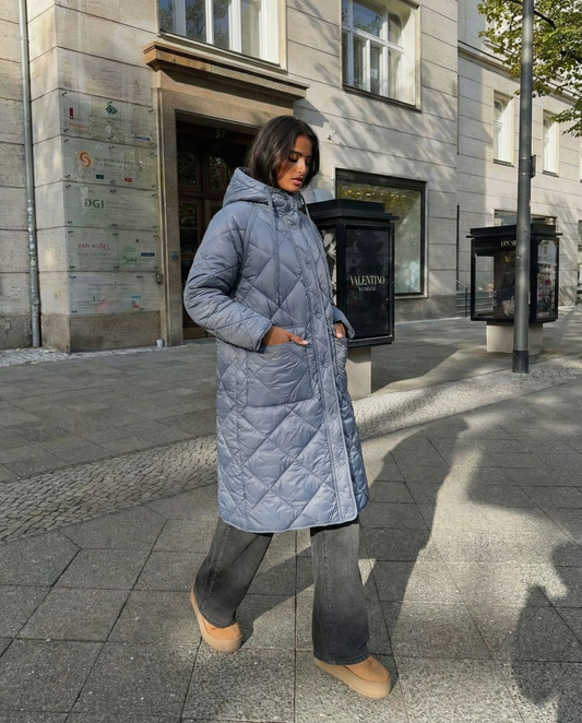 Lola | Winter Quilted Jacket Puffer Blue Long Hooded