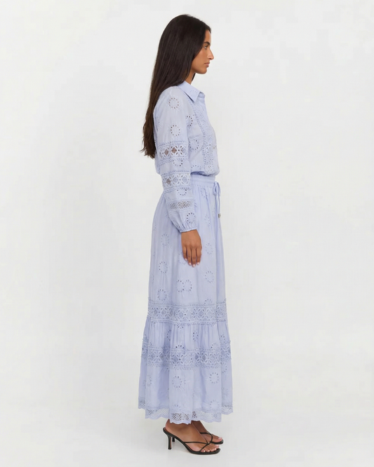 Willow | Blue Tiered Maxi Dress Set