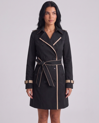 Madeleine | Women's Belted Double-Breasted Trench Coat Beige and Black