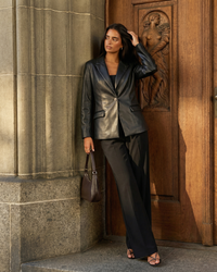 Nicole | Oversized Faux Leather Blazer
