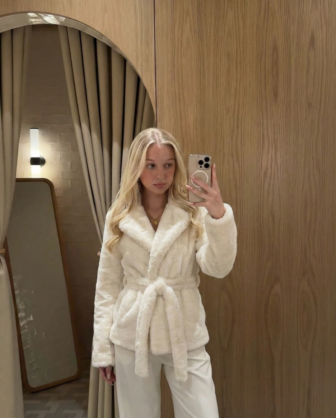 Emmeline | Belted Teddy Fleece Wrap Coat