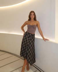 Holly | Plaid Asymmetric A-Line Midi Skirt