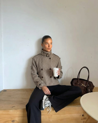 Clara | Houndstooth Cropped Trench Coat