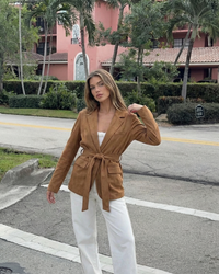 Lily | Belted Brushed Fabric Blazer